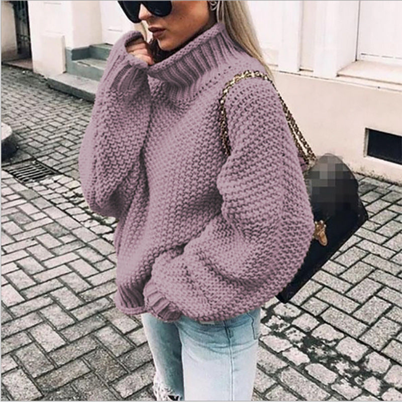 Women’s Turtleneck Chunky Knit Jumper Warm Relaxed Fit Style