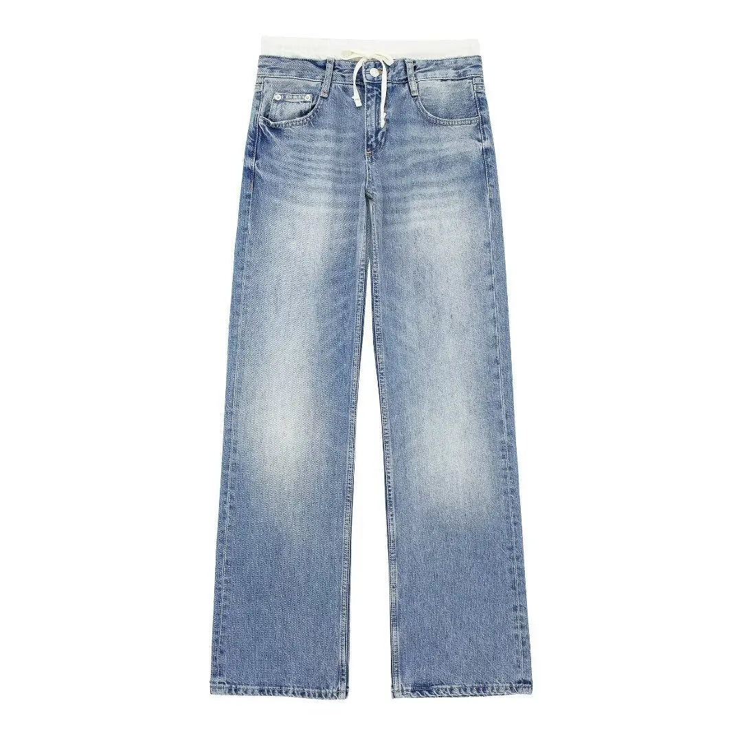 Casual Mid‑Waist Straight‑Leg Jeans for Women