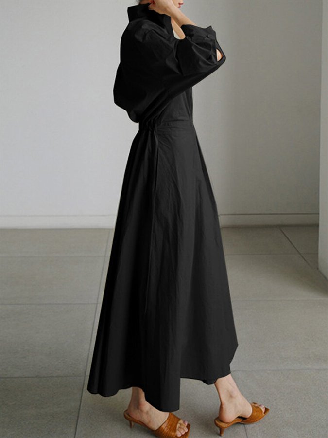 Women's Classic Elegance Button Shirt Dress with Adjustable Belt