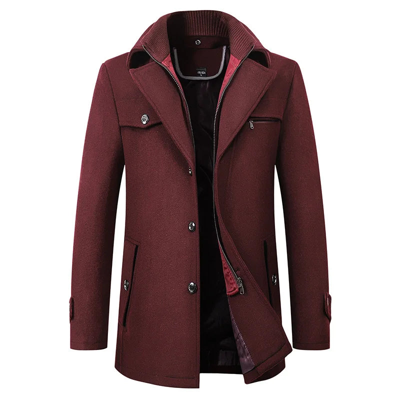 Men’s Classic Long Practical Winter Button Overcoat