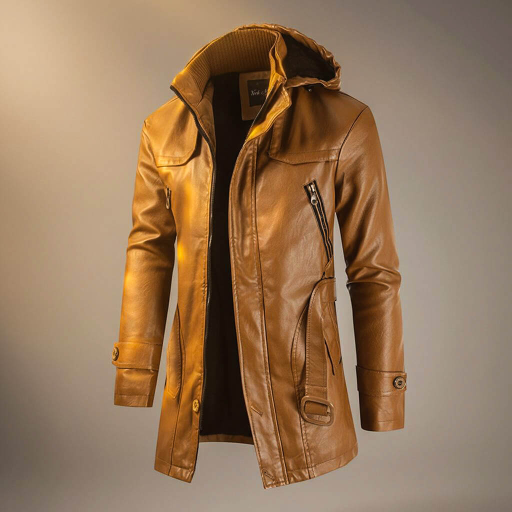 Alvin | Men’s Premium Leather Hooded Jacket