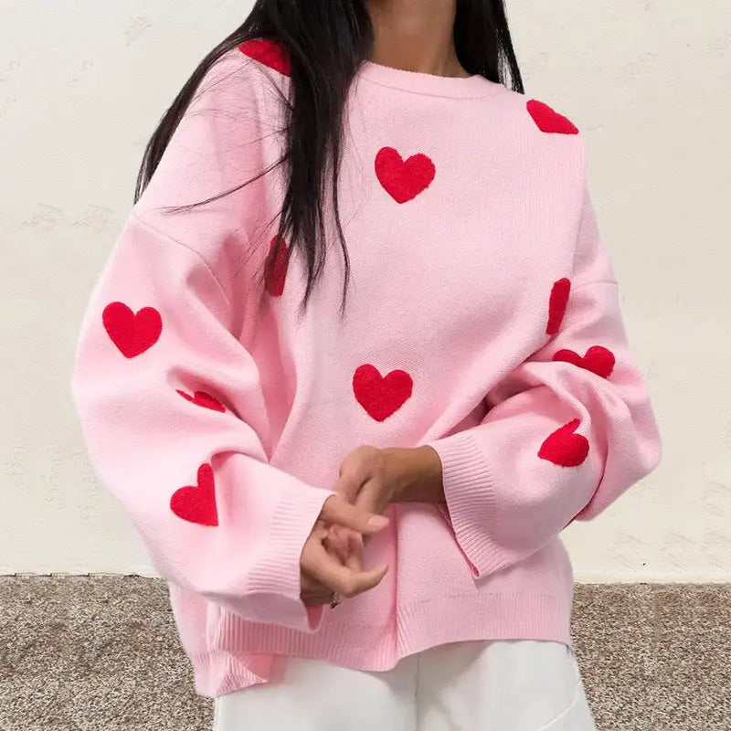 Amorina | Women’s Oversized Heart Knit Sweater