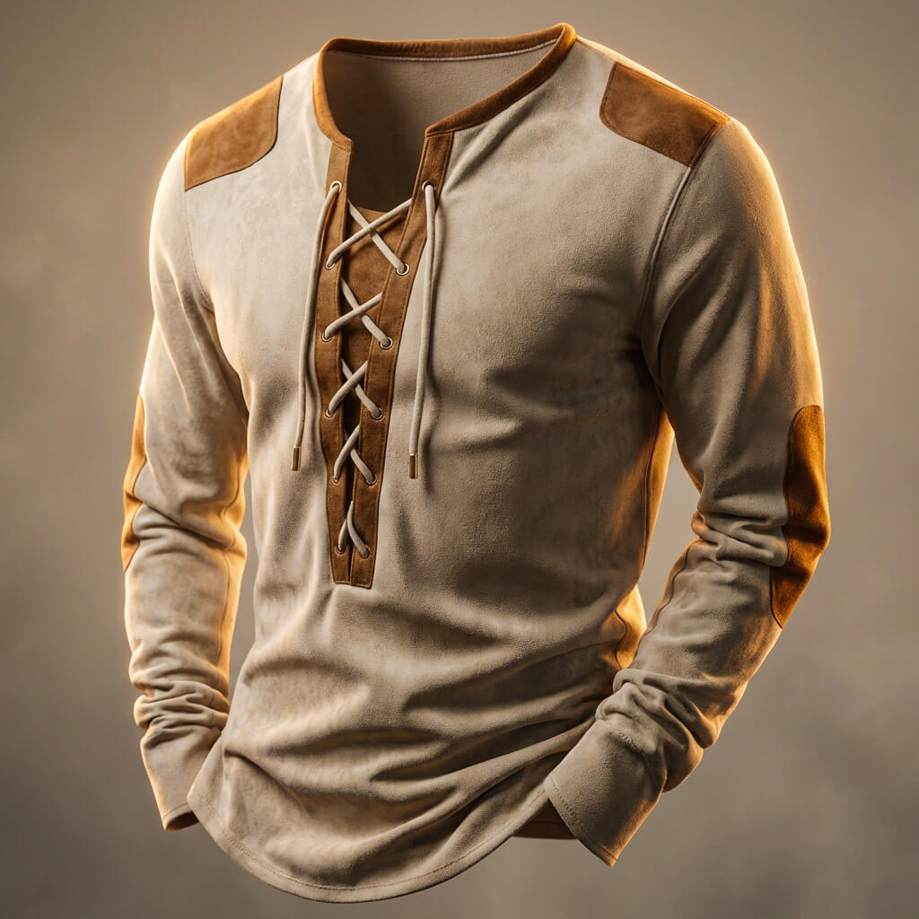 Ardenio | Men’s Suede-Touch Lace-Up Shirt