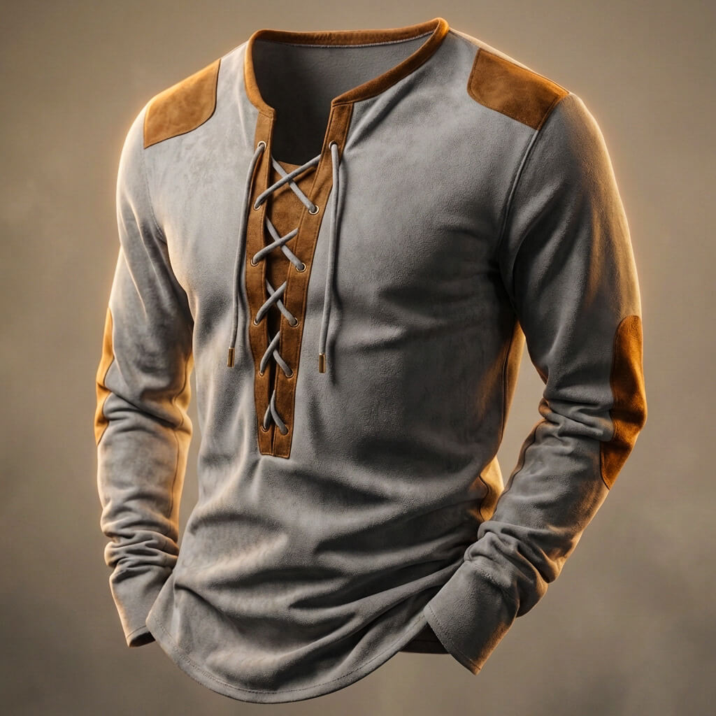 Ardenio | Men’s Suede-Touch Lace-Up Shirt