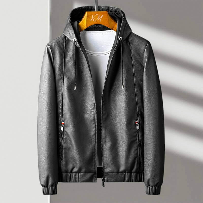 Avelon | Hooded Eco-Leather Jacket
