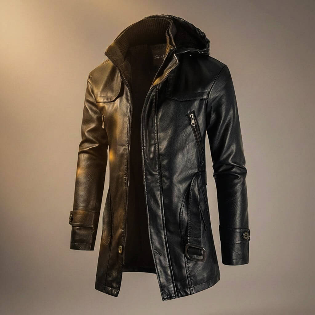 Alvin | Men’s Premium Leather Hooded Jacket