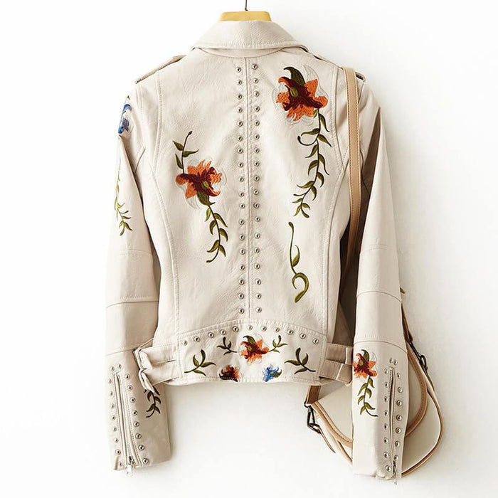 Magane | Women’s Embroidered Vegan Leather Jacket