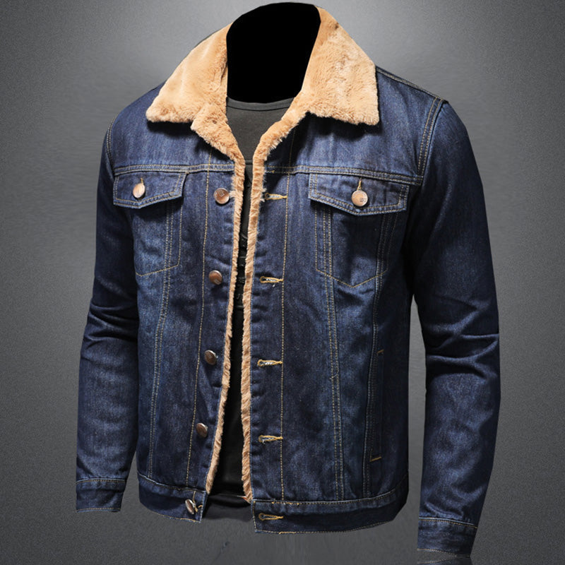 Men's Classic Warm Lined City Denim Outdoor Jacket