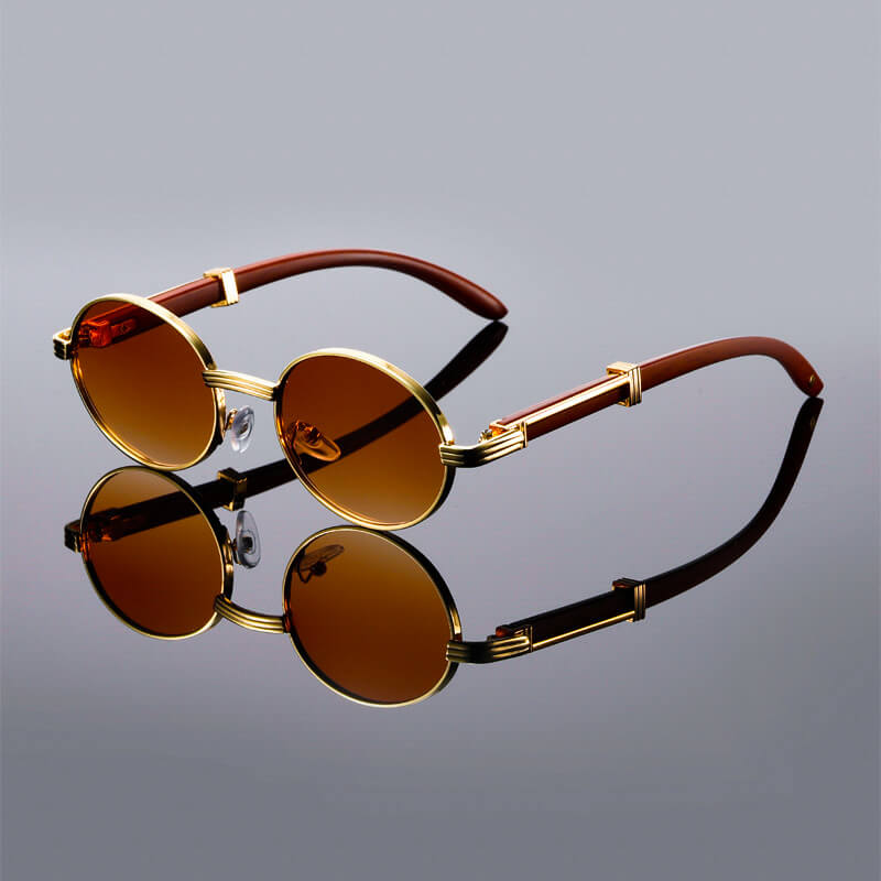 Lorenz | Men’s Vintage Oval Wooden Sunglasses