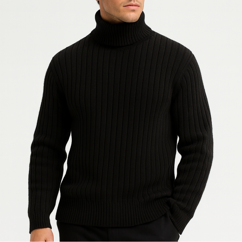 Ribbed Knit Turtleneck Sweater