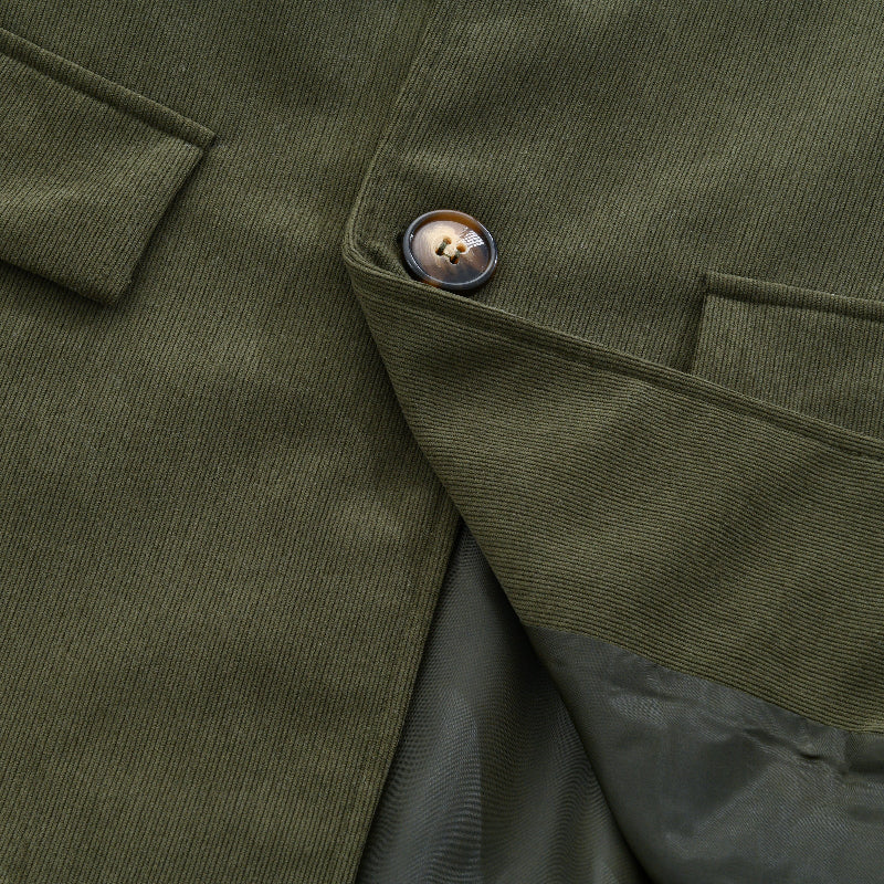 Men's Practical Slim Fit Warm Corduroy Coat with Stand-Up Collar and Side Pockets