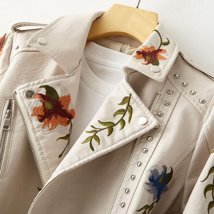 Magane | Women’s Embroidered Vegan Leather Jacket