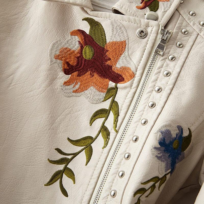 Magane | Women’s Embroidered Vegan Leather Jacket