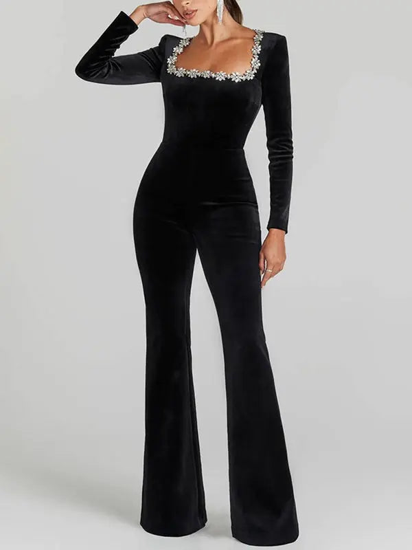 Elvina | Women’s Beaded Velvet Jumpsuit