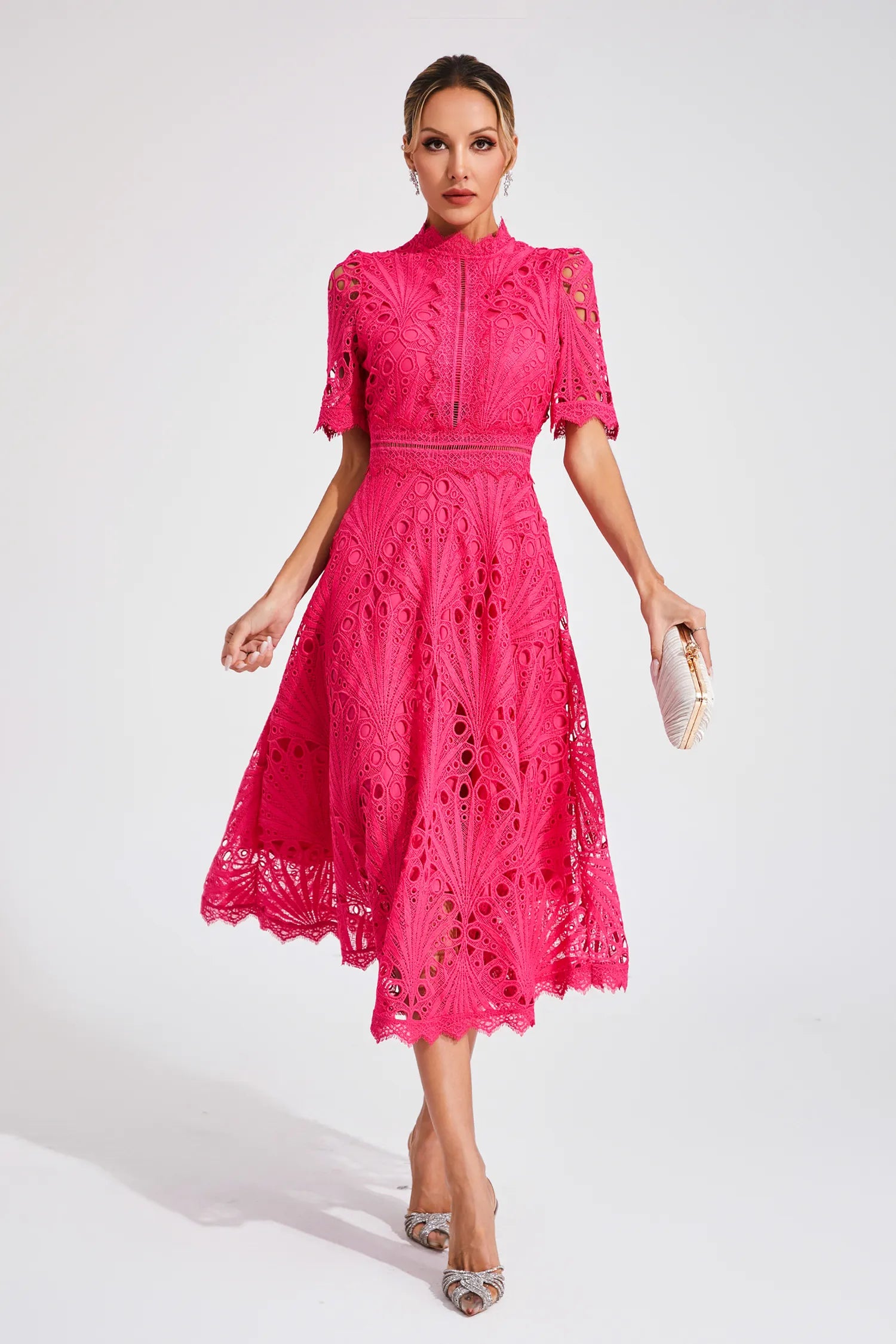 Exquisite Flattering Lace Midi Dress for Women