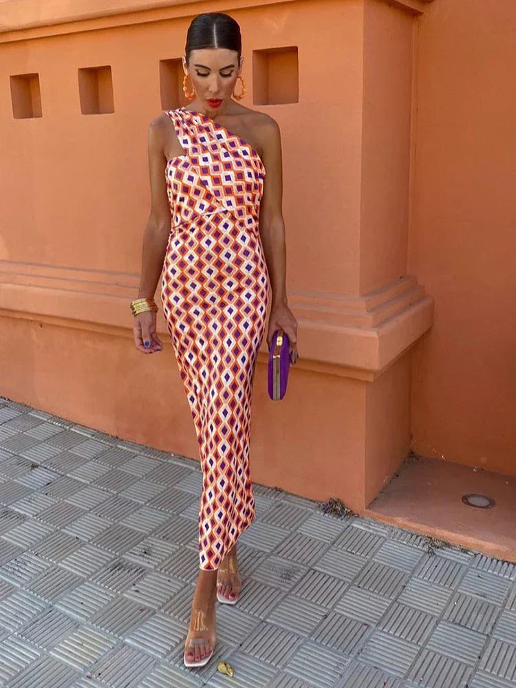 Women’s Summer Dress One Shoulder Elegant Silhouette