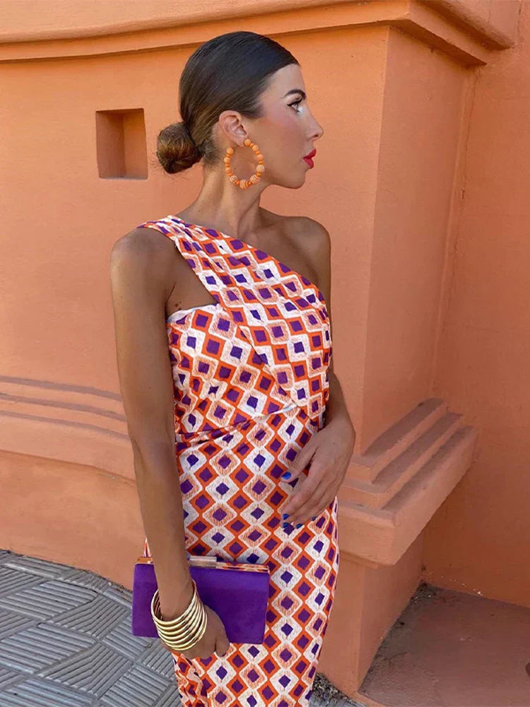 Women’s Summer Dress One Shoulder Elegant Silhouette