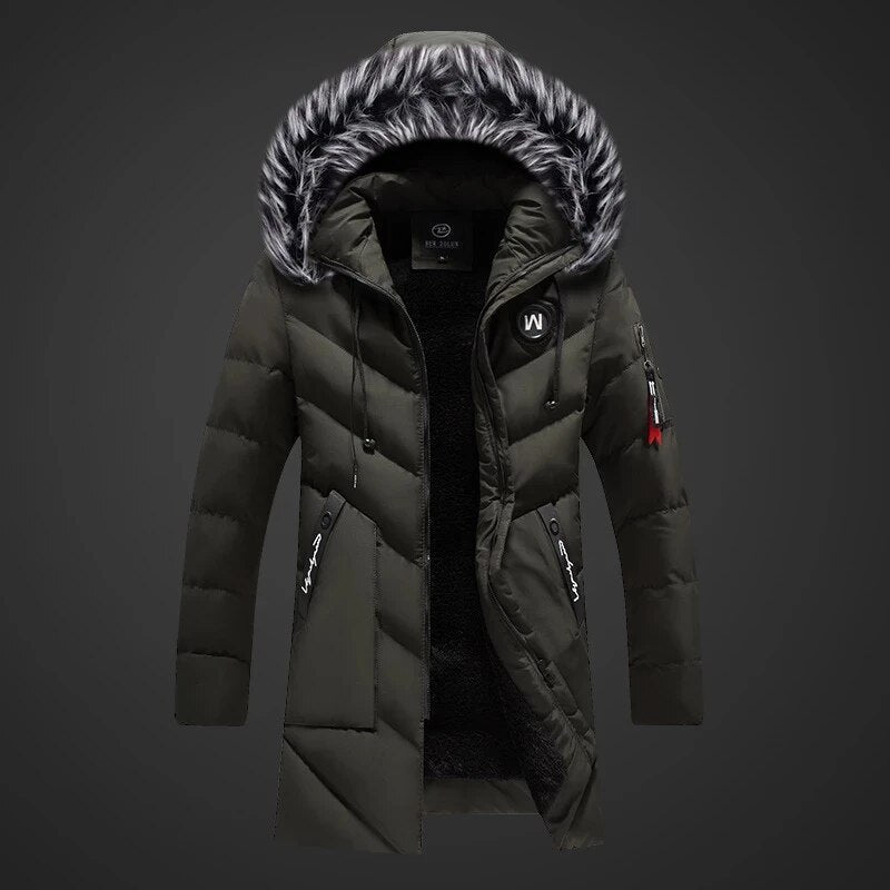 Men's Winter Warm Thermal Insulation Weatherproof Coat with Adjustable Hood