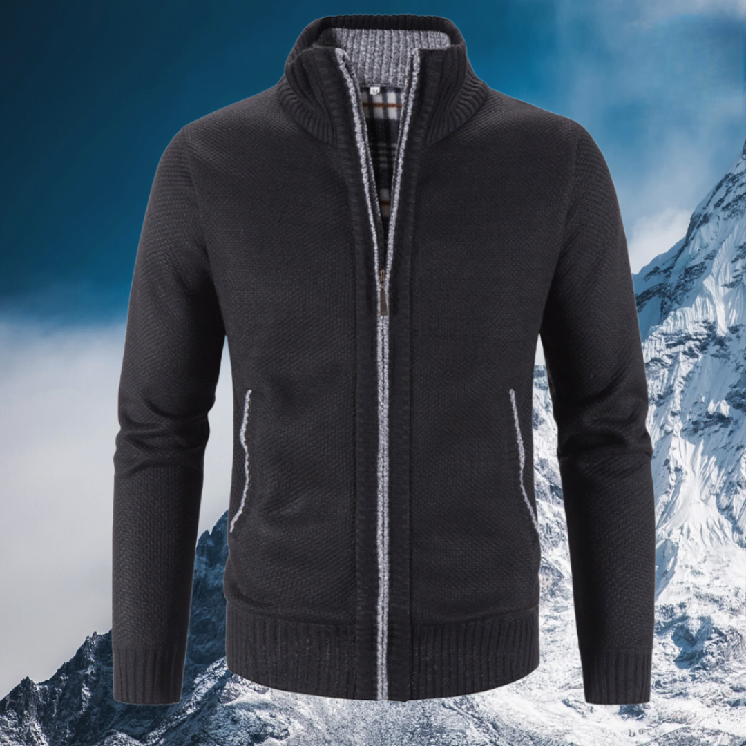 Men's Refined Winter Insulated Zipper Cardigan - Ideal for Layering