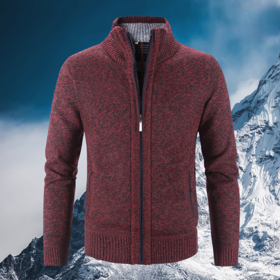 Men's Refined Winter Insulated Zipper Cardigan - Ideal for Layering