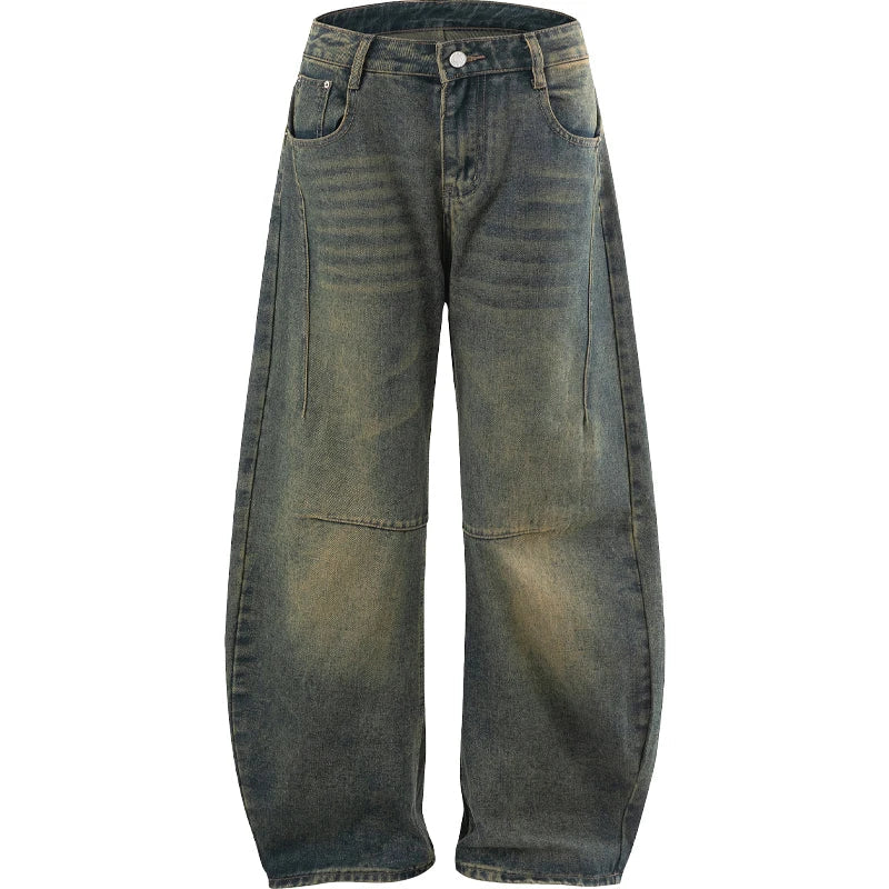 Men's Street-Style Loose Wide Baggy Jeans with Functional Pocket