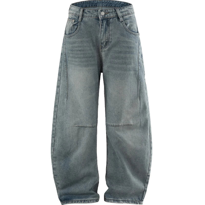 Men's Street-Style Loose Wide Baggy Jeans with Functional Pocket