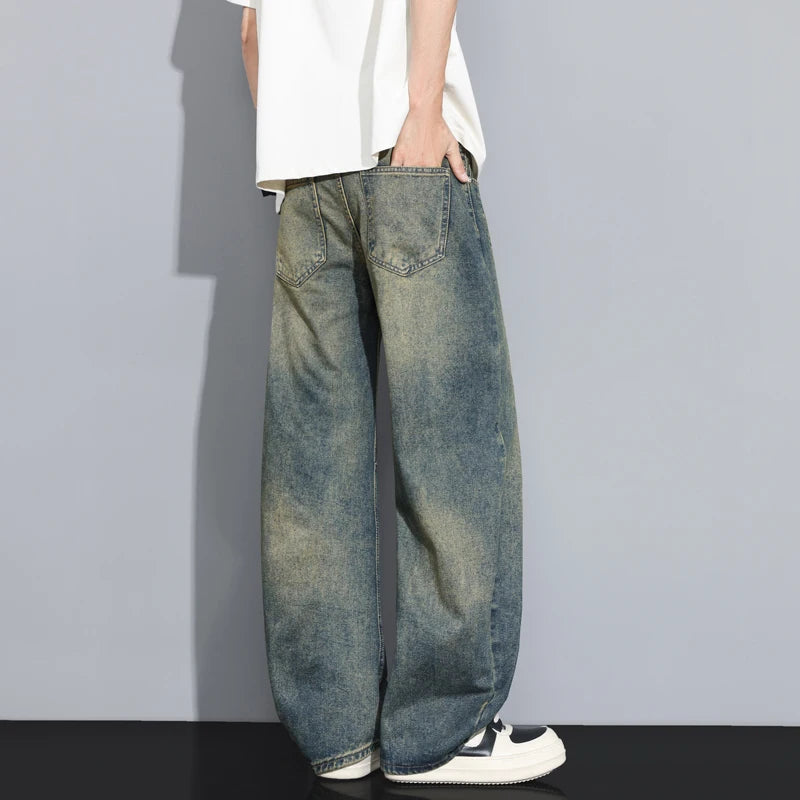 Men's Street-Style Loose Wide Baggy Jeans with Functional Pocket