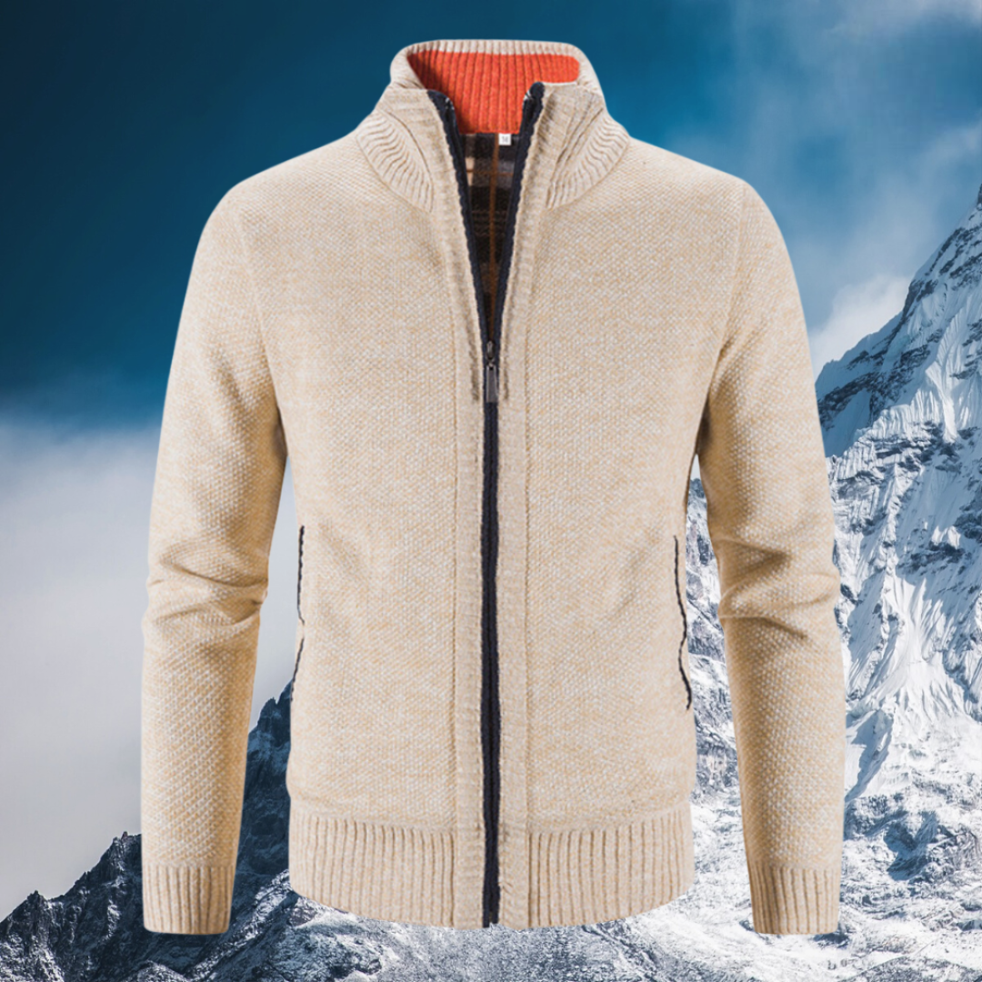 Men's Refined Winter Insulated Zipper Cardigan - Ideal for Layering