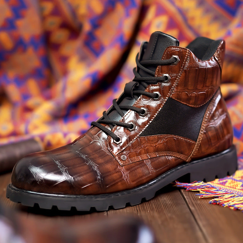Combat Alligator Lace-up Rugged Ankle Men's Boots