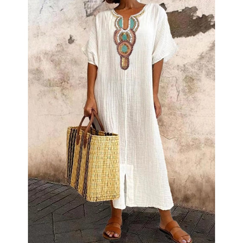Women’s Ethnic Embroidery Relaxed Maxi  Summer Dresses