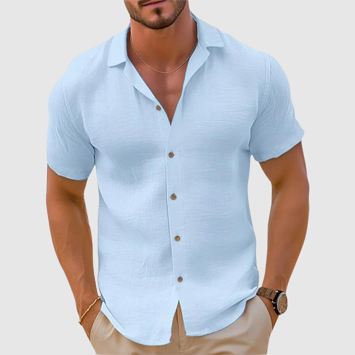 Men's Stylish Breathable Adventure Button Shirt with Classic Collar