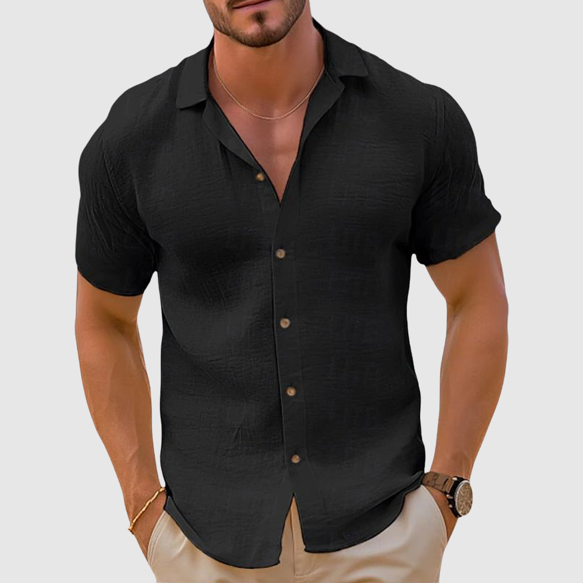 Men's Stylish Breathable Adventure Button Shirt with Classic Collar