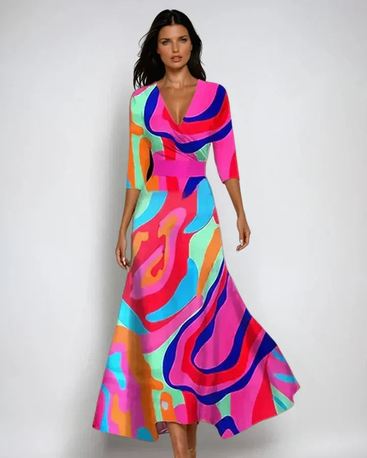 Enchanted Flowing Bloom Subtle Drape Wrap Maxi Dress for Women