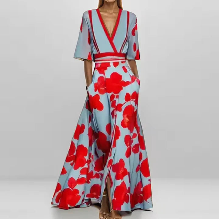 Enchanted Flowing Bloom Subtle Drape Wrap Maxi Dress for Women