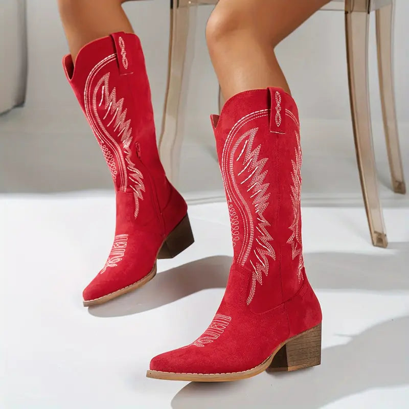 Modern Embroidered Western Flair Boots for Women