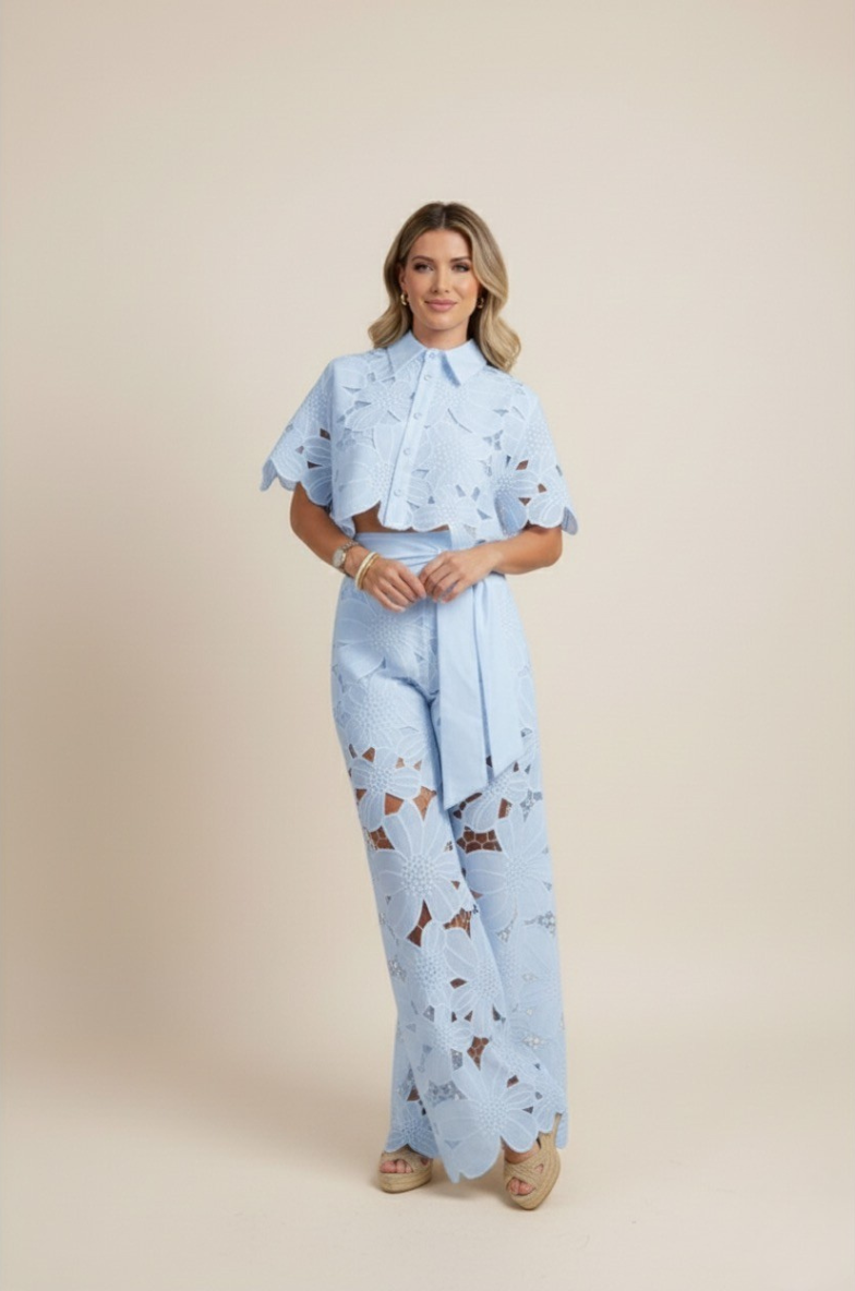 Women's Modern Flattering Floral Breezy Two-Piece Cut Out Set