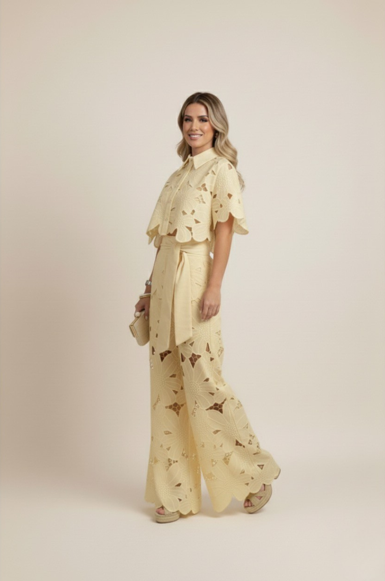 Women's Modern Flattering Floral Breezy Two-Piece Cut Out Set