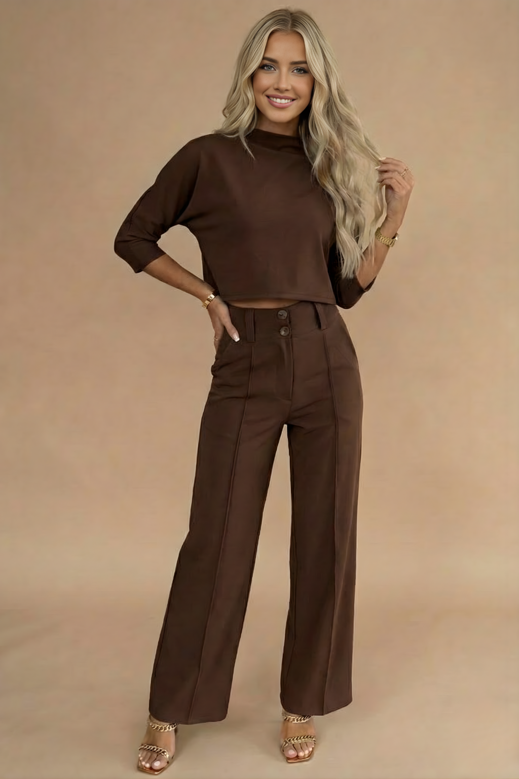 Averra | Women’s Two-Piece Cropped Top and Trousers Set