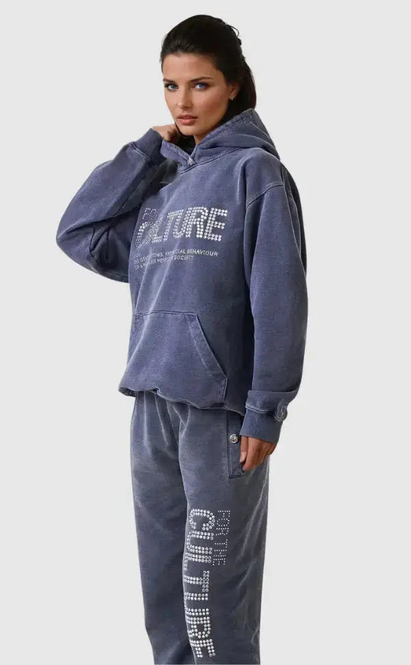 Raven | Unisex Oversized Rhinestone Graphic Hoodie