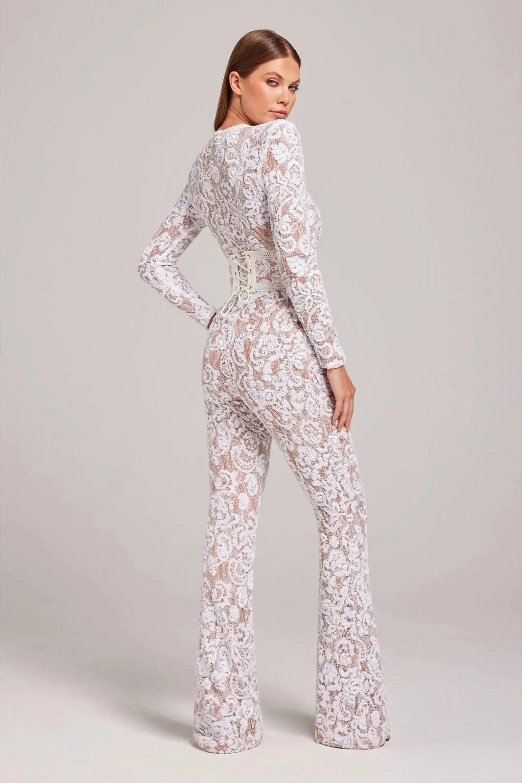 Olivie | Women’s Embellished Flared Evening Jumpsuit