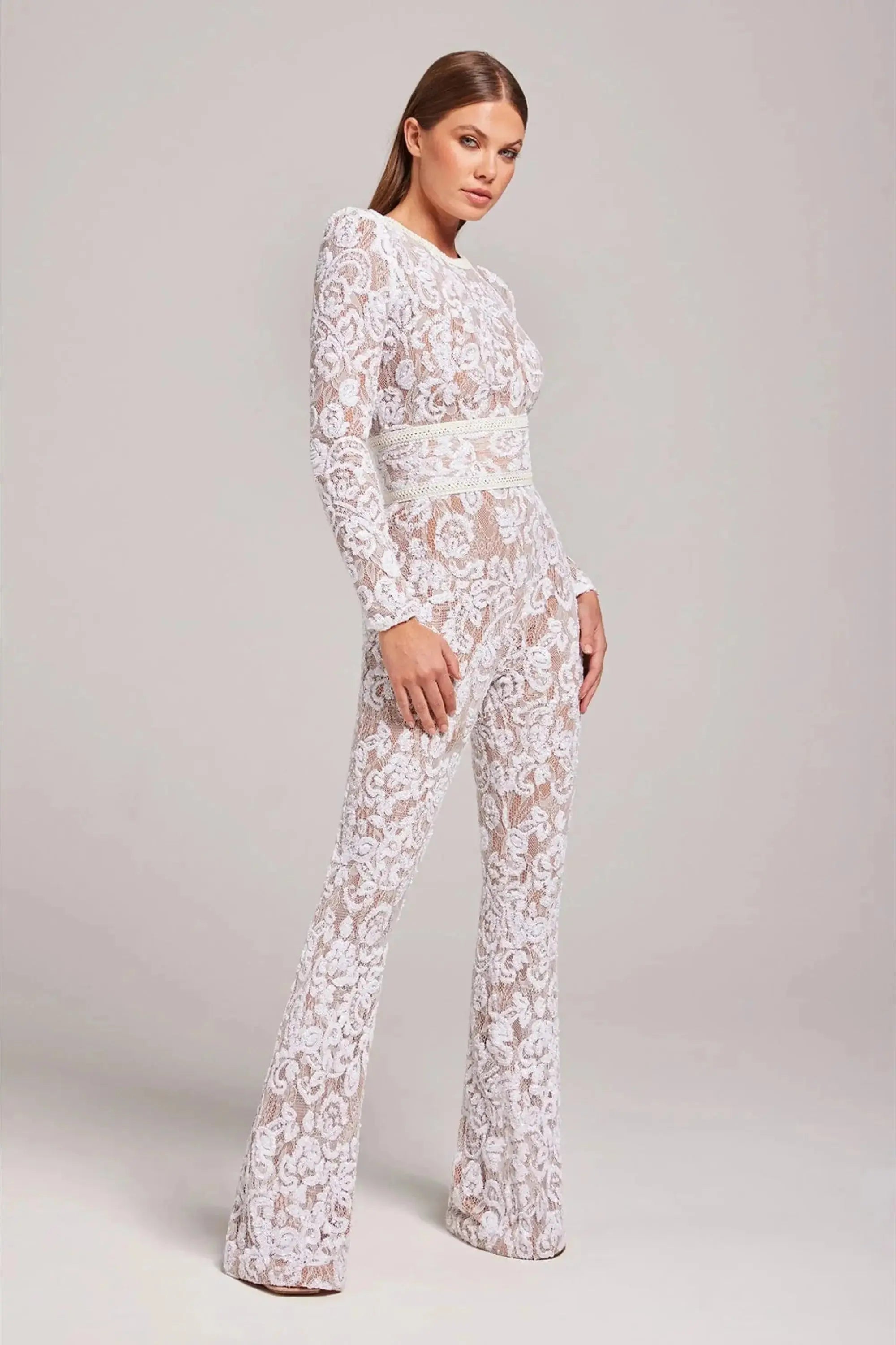 Olivie | Women’s Embellished Flared Evening Jumpsuit