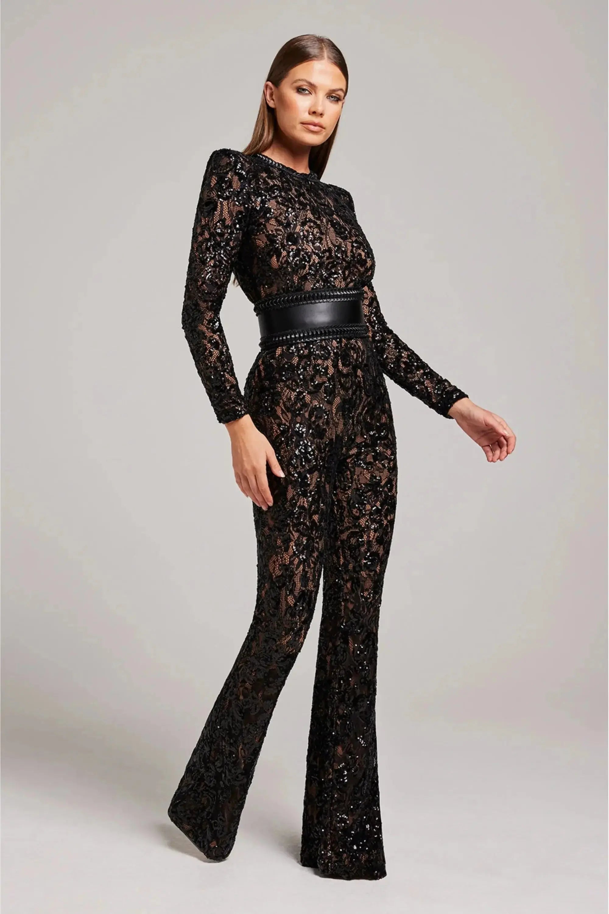 Olivie | Women’s Embellished Flared Evening Jumpsuit