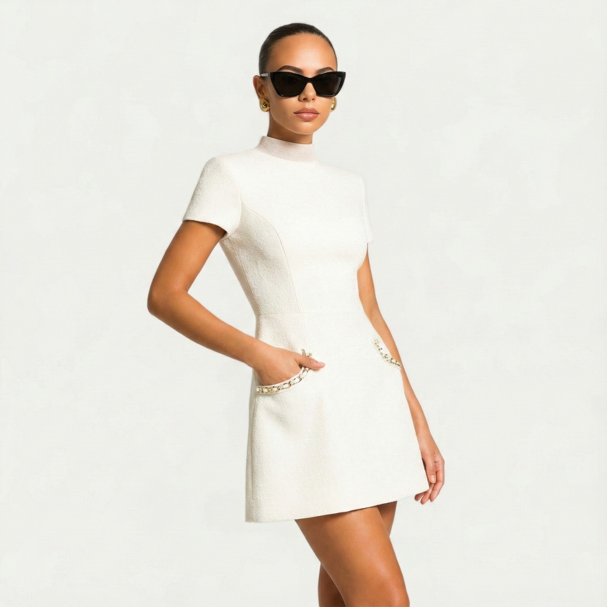 Loraine | Women’s Pearl-Trim Mini Dress