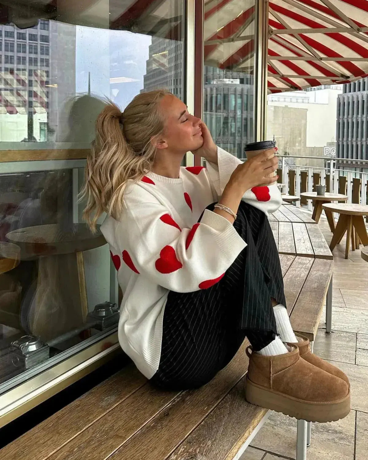 Amorina | Women’s Oversized Heart Knit Sweater