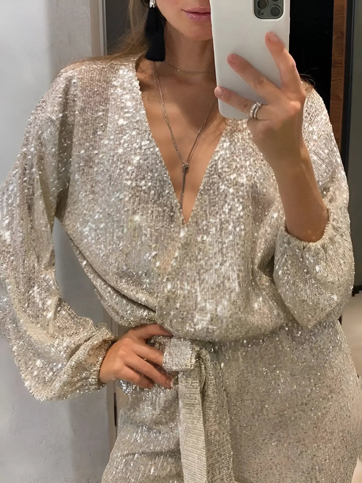 Haley | Women’s Sequined Belt Jumpsuit