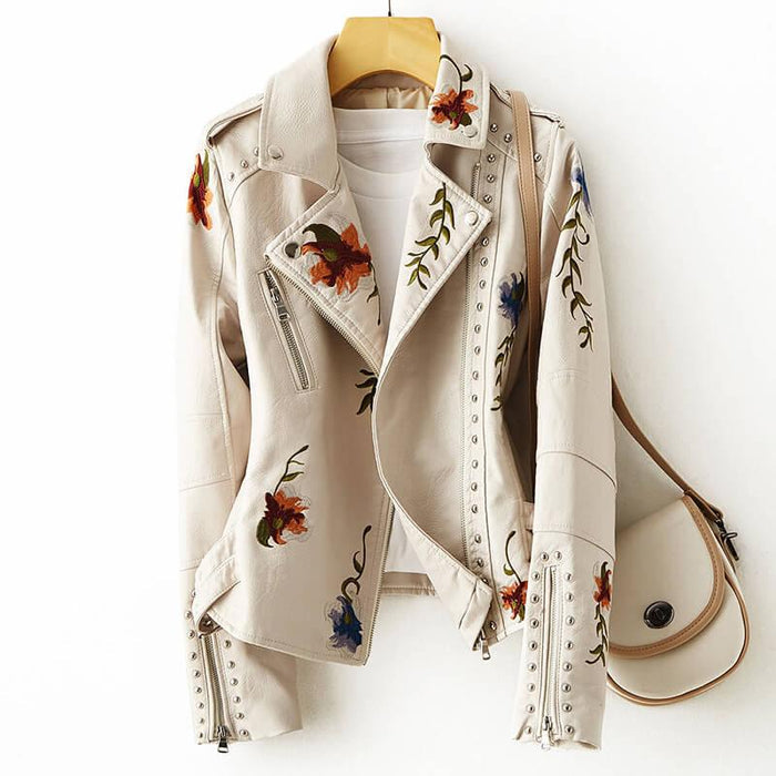 Magane | Women’s Embroidered Vegan Leather Jacket