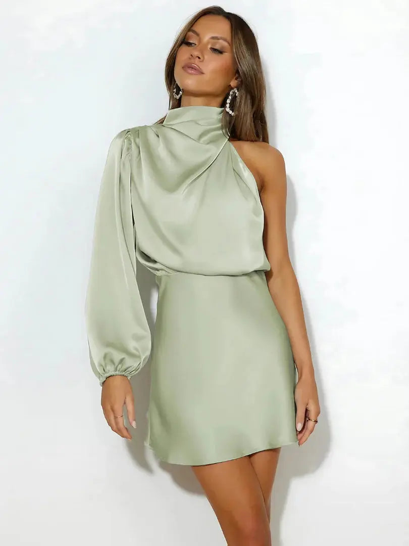 Mara | Women’s One-Shoulder Satin Mini Dress