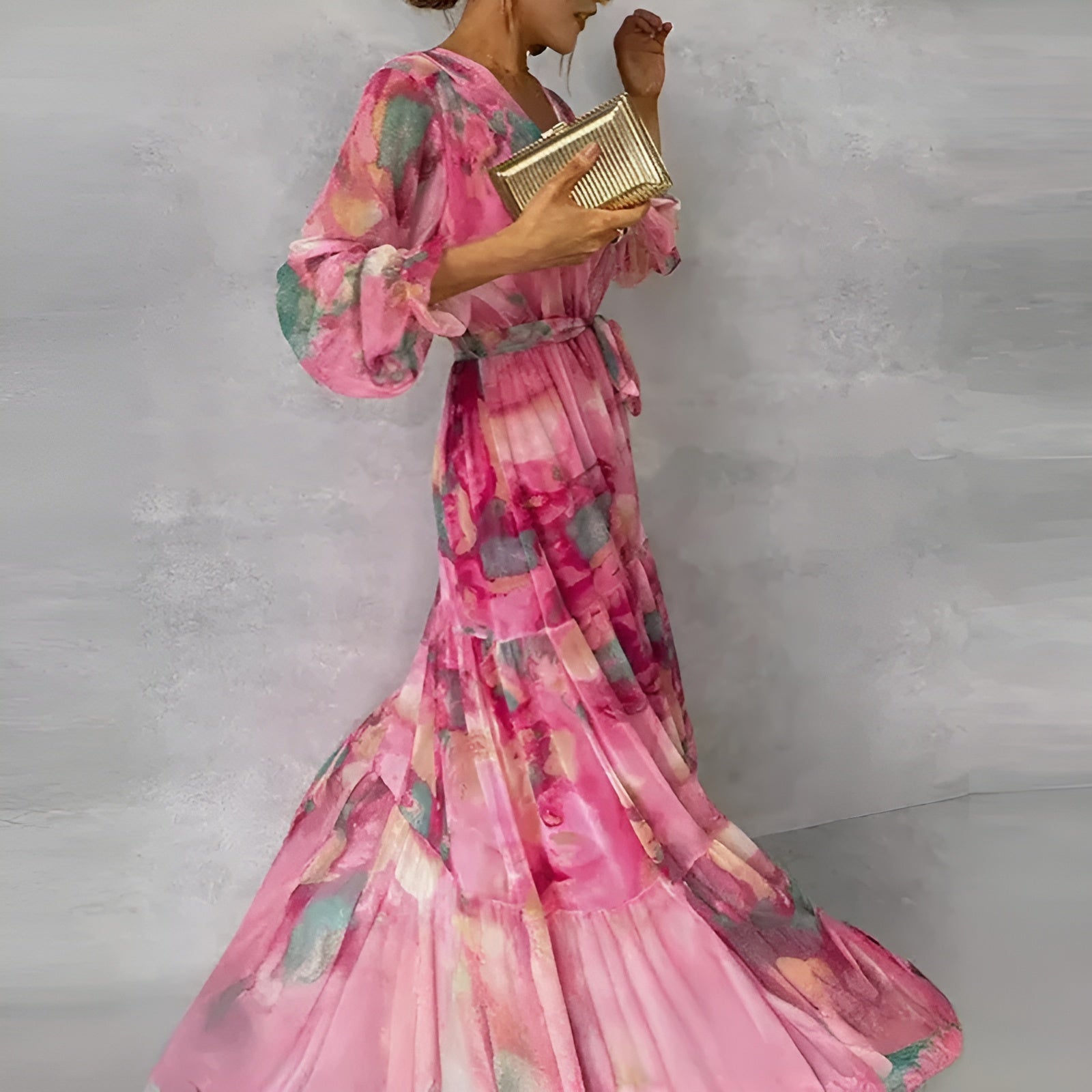 Women’s Chic Flowy Floral Pleated Summer Dress for Events