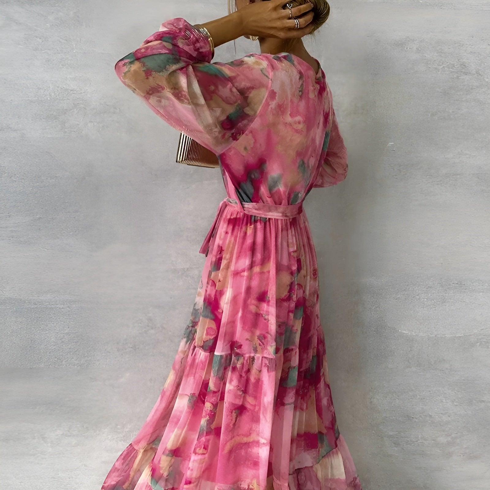 Women’s Chic Flowy Floral Pleated Summer Dress for Events