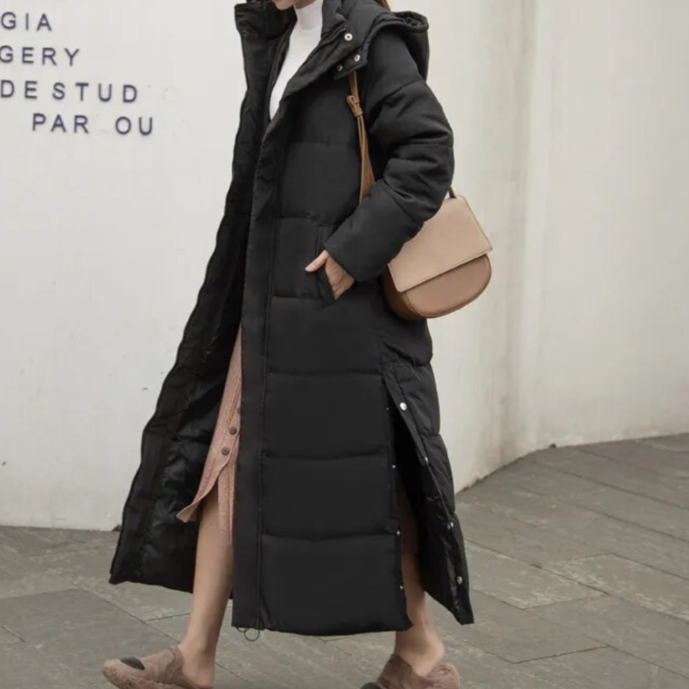 Women’s Long Quilted Winter Coat Full Length Warm Outerwear